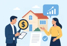 کارشناس در حال بررسی قیمت ملک با ذره‌بین و مشاوره درباره ارزش واقعی خانه